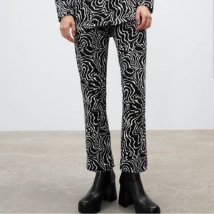 Zara Longline Straight Leg Jacquard Knit Pant Sz S NWT